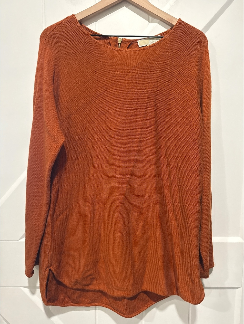 Michael Kors Orange Knit Pullover Sweater with Back Zipper, Size Small - Picture 1 of 4